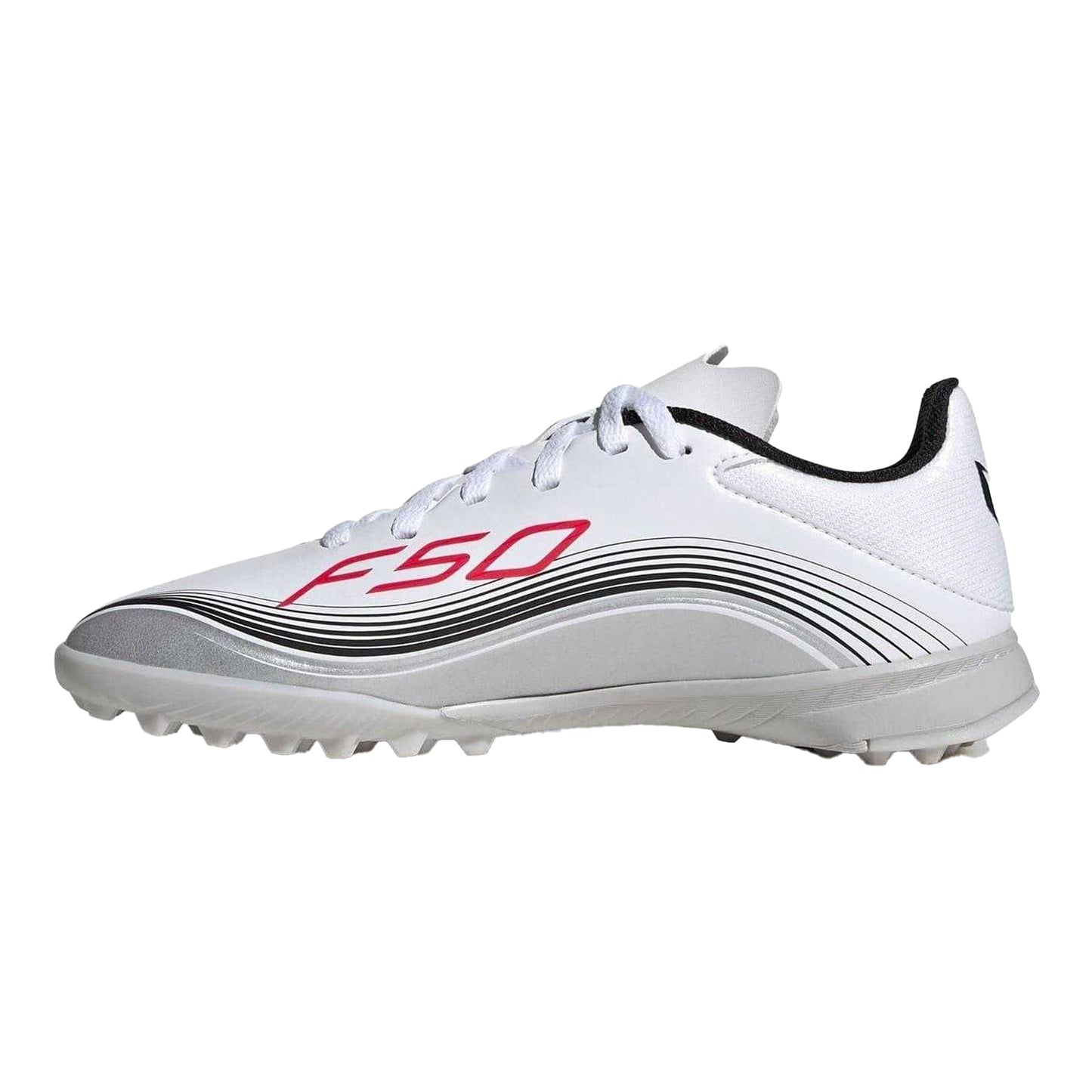 White-Red - Side - Adidas Childrens-Kids F50 League Football Boots