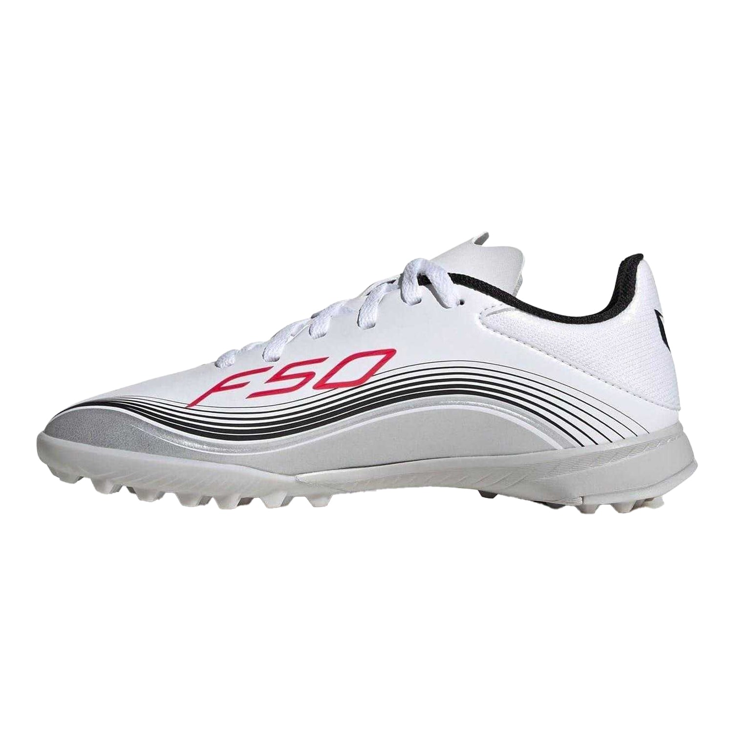 White-Red - Side - Adidas Childrens-Kids F50 League Football Boots