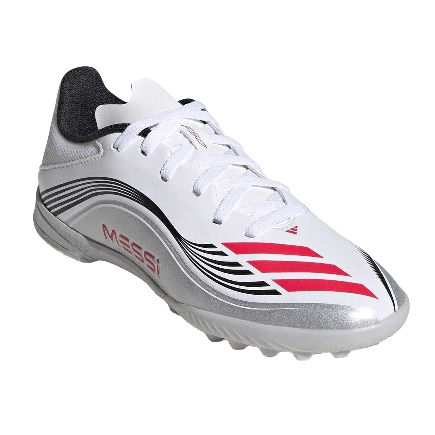 White-Red - Pack Shot - Adidas Childrens-Kids F50 League Football Boots