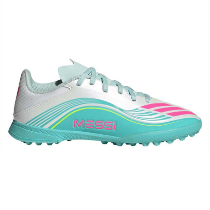 White-Pink-Blue - Front - Adidas Childrens-Kids F50 League Football Boots