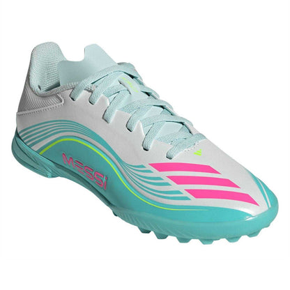 White-Pink-Blue - Pack Shot - Adidas Childrens-Kids F50 League Football Boots