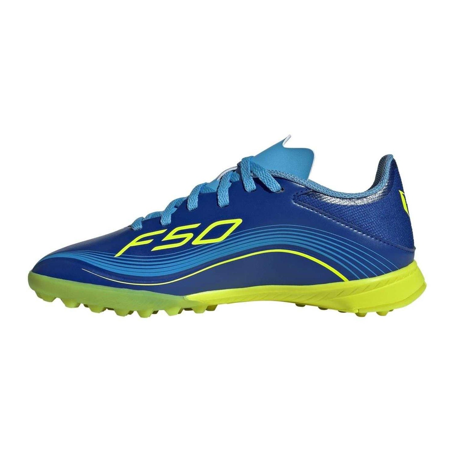 Blue-Pale Yellow - Side - Adidas Childrens-Kids F50 League Football Boots