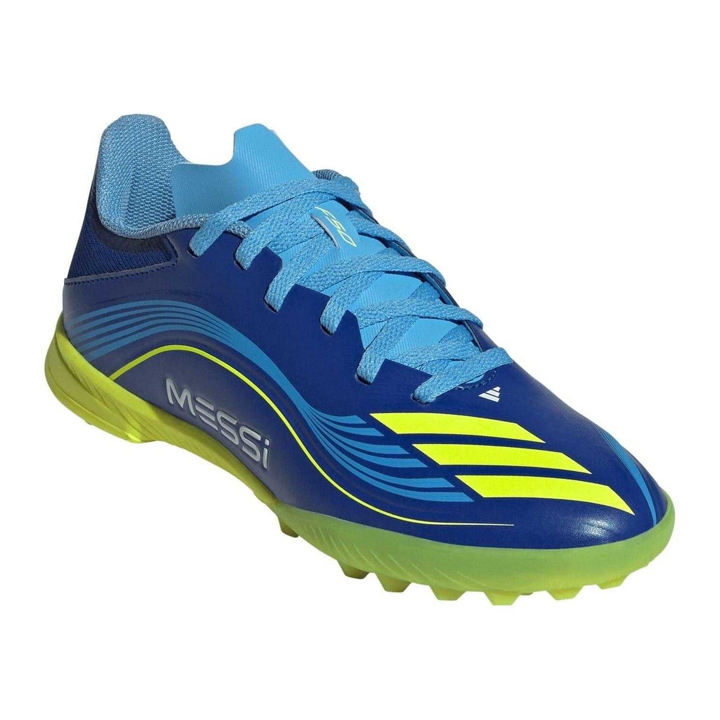Blue-Pale Yellow - Pack Shot - Adidas Childrens-Kids F50 League Football Boots
