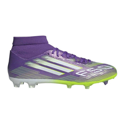 Purple-White - Front - Adidas Mens League Print Firm Ground Football Boots