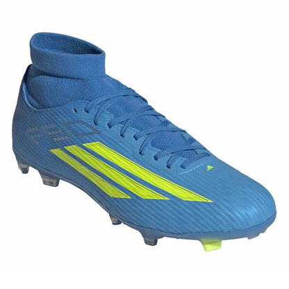 Blue-Yellow - Close up - Adidas Mens League Print Firm Ground Football Boots