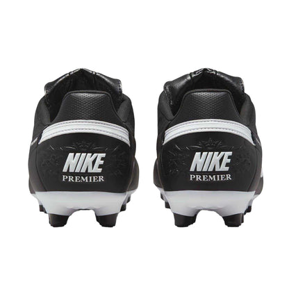 Black-White - Back - Nike Mens Premier 3 Classic Leather Firm Ground Football Boots