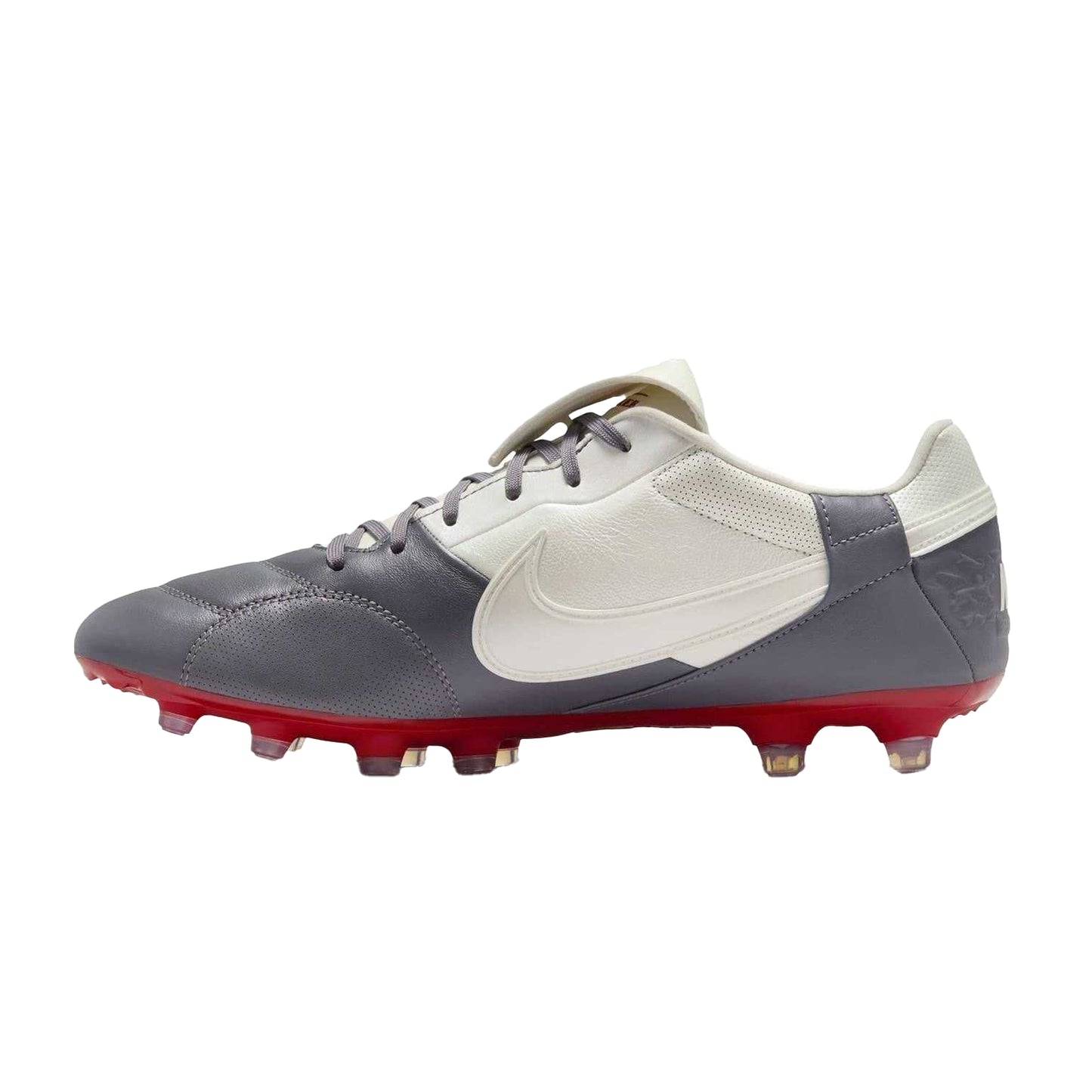 Grey-Red - Side - Nike Mens Premier 3 Classic Leather Firm Ground Football Boots
