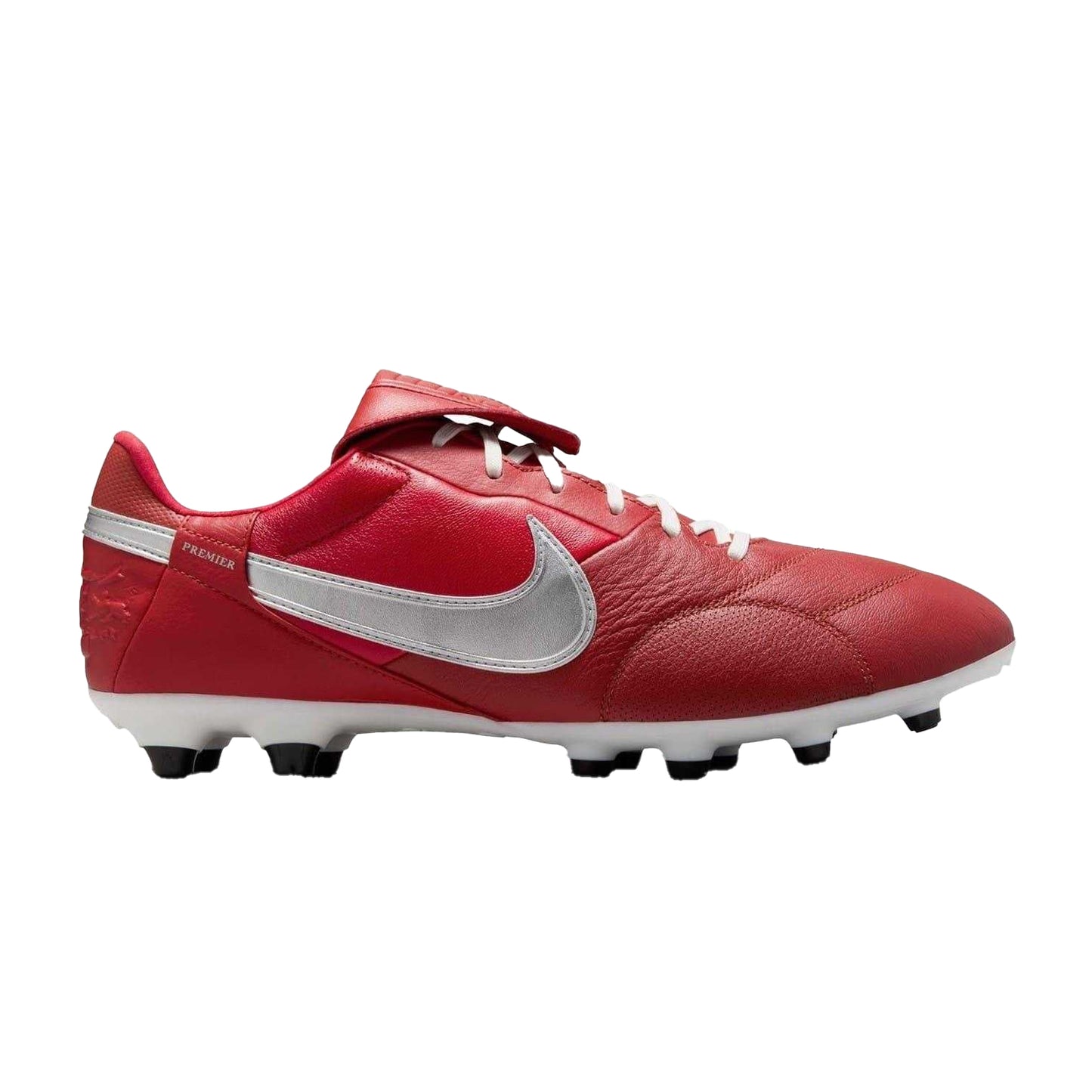 Red-White - Front - Nike Mens Premier 3 Classic Leather Firm Ground Football Boots