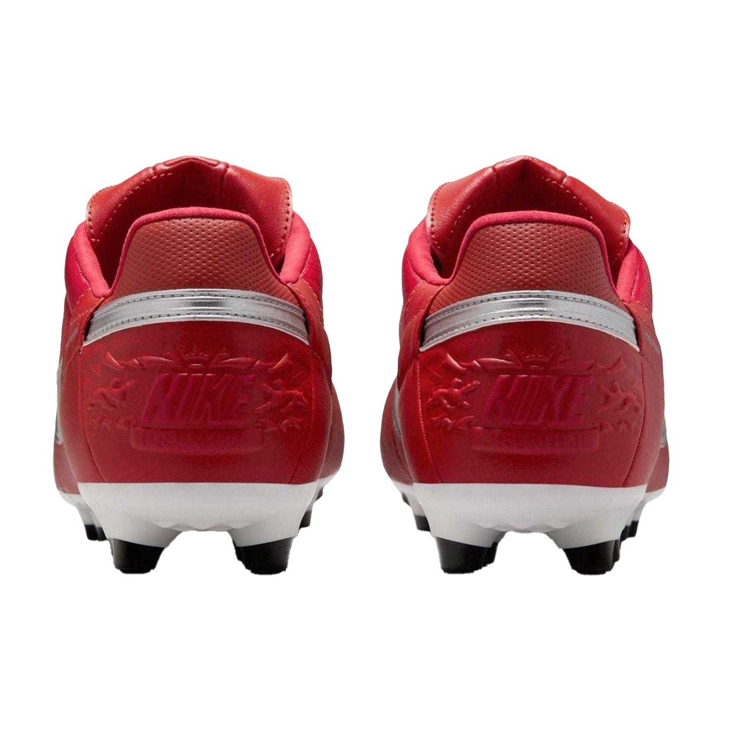 Red-White - Back - Nike Mens Premier 3 Classic Leather Firm Ground Football Boots