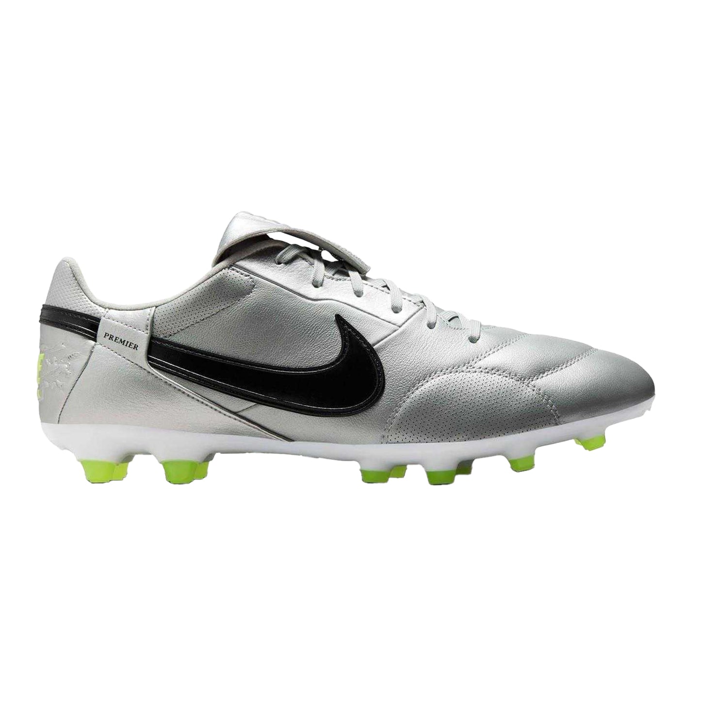 Silver-Black - Front - Nike Mens Premier 3 Classic Leather Firm Ground Football Boots