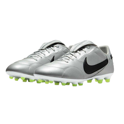 Silver-Black - Pack Shot - Nike Mens Premier 3 Classic Leather Firm Ground Football Boots