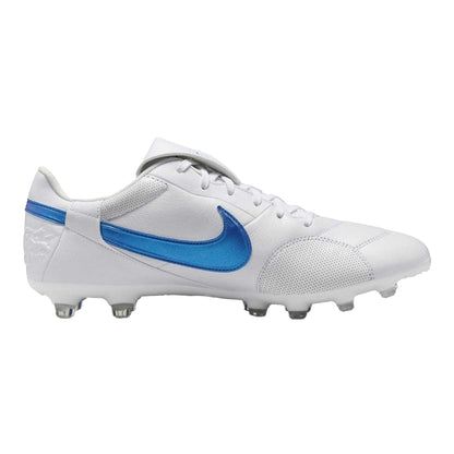 White-Blue - Front - Nike Mens Premier 3 Classic Leather Firm Ground Football Boots
