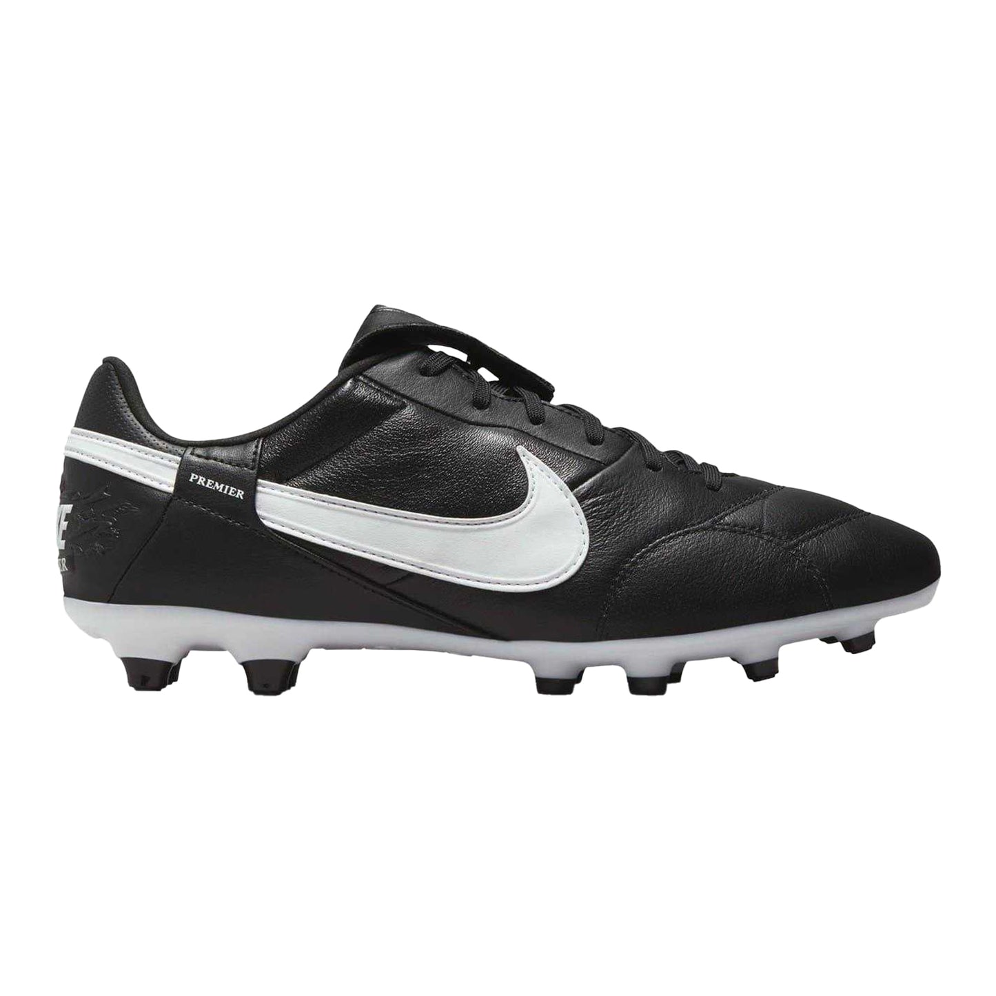 Black-White - Front - Nike Mens Premier 3 Classic Leather Firm Ground Football Boots