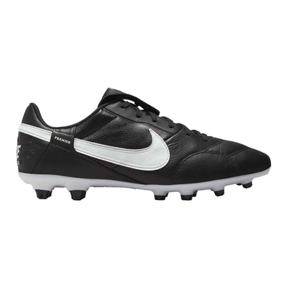 Black-White - Front - Nike Mens Premier 3 Classic Leather Firm Ground Football Boots