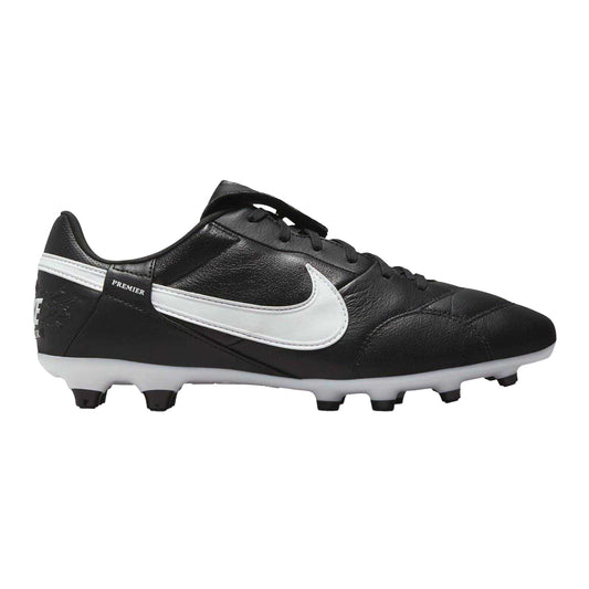 Black-White - Front - Nike Mens Premier 3 Classic Leather Firm Ground Football Boots