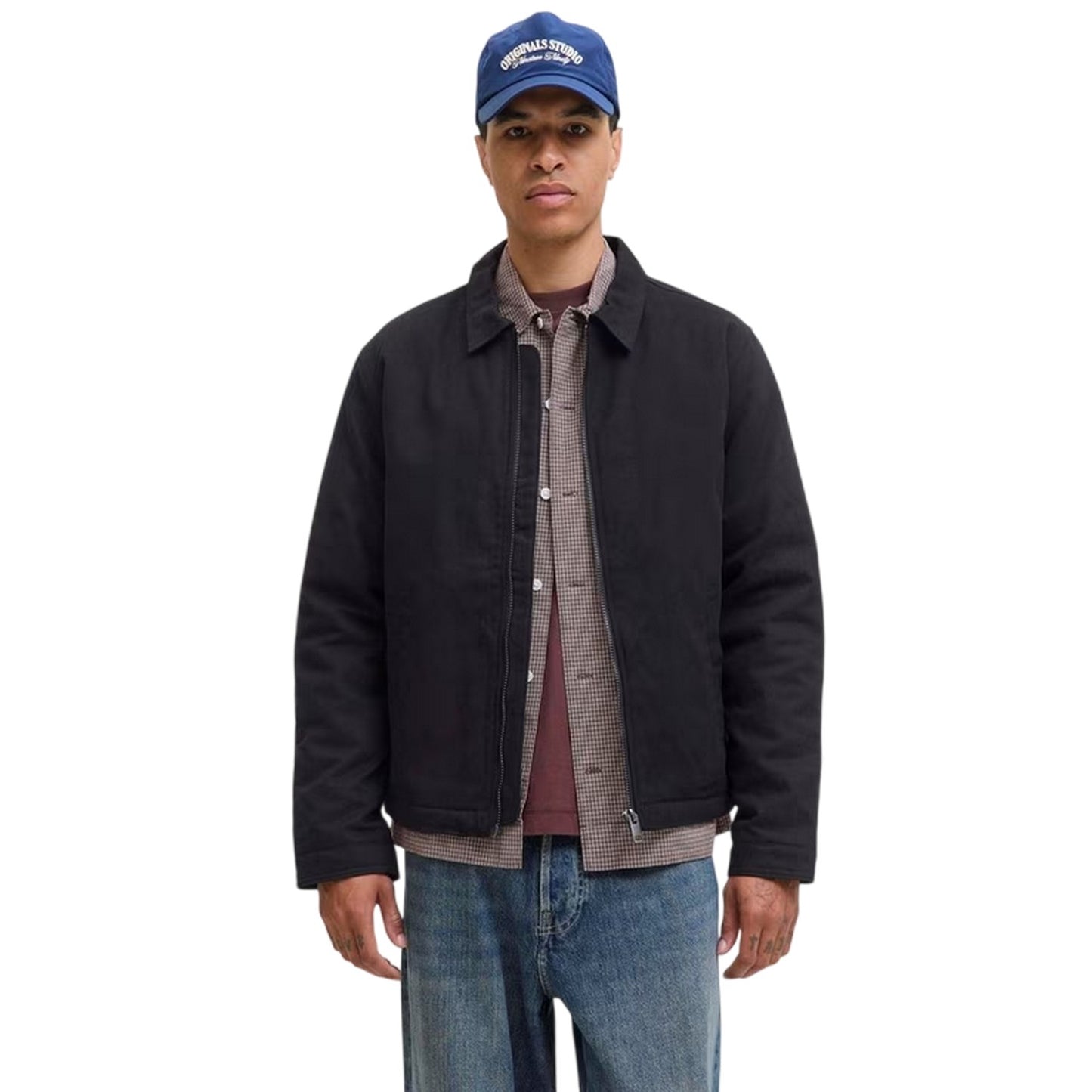 Black - Side - Jack And Jones Mens Plain Cotton Jacket