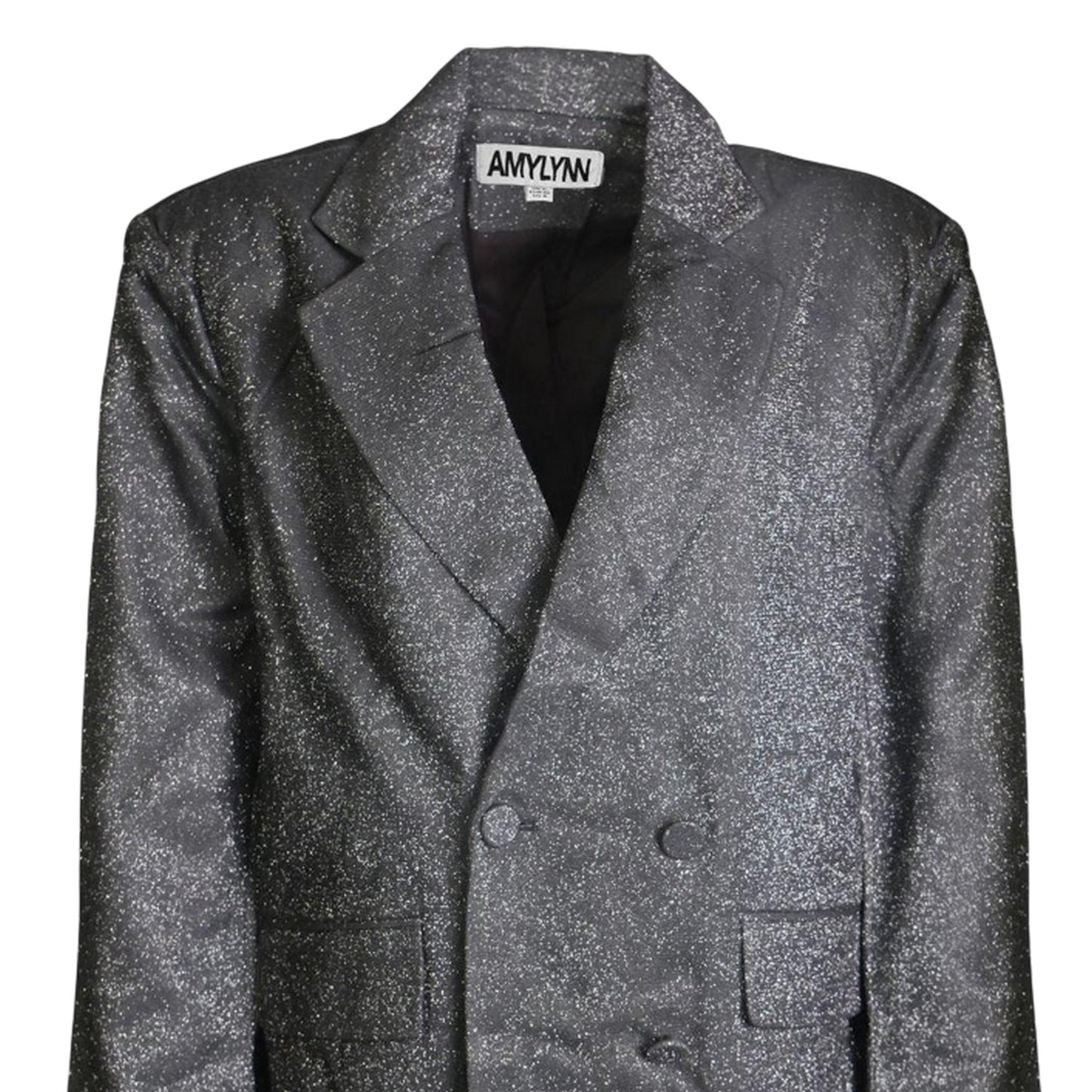 Silver - Back - AmyLynn Womens-Ladies Ezra Metallic Double-Breasted Blazer