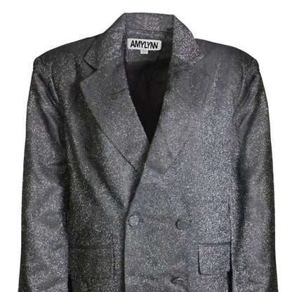 Silver - Back - AmyLynn Womens-Ladies Ezra Metallic Double-Breasted Blazer