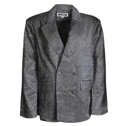 Silver - Front - AmyLynn Womens-Ladies Ezra Metallic Double-Breasted Blazer