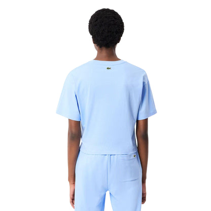 Light Blue - Back - Lacoste Womens-Ladies Logo Cotton T-Shirt