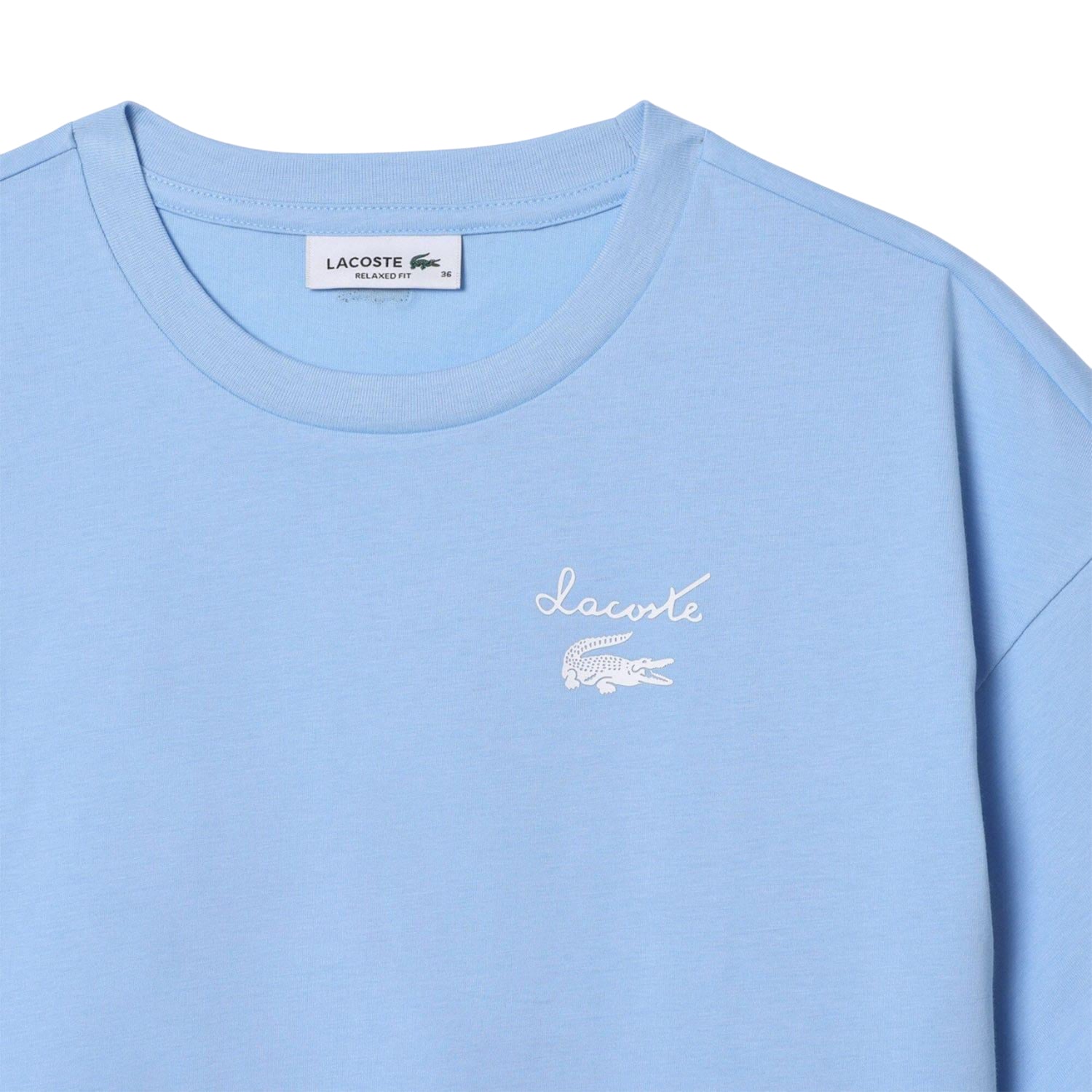 Light Blue - Pack Shot - Lacoste Womens-Ladies Logo Cotton T-Shirt