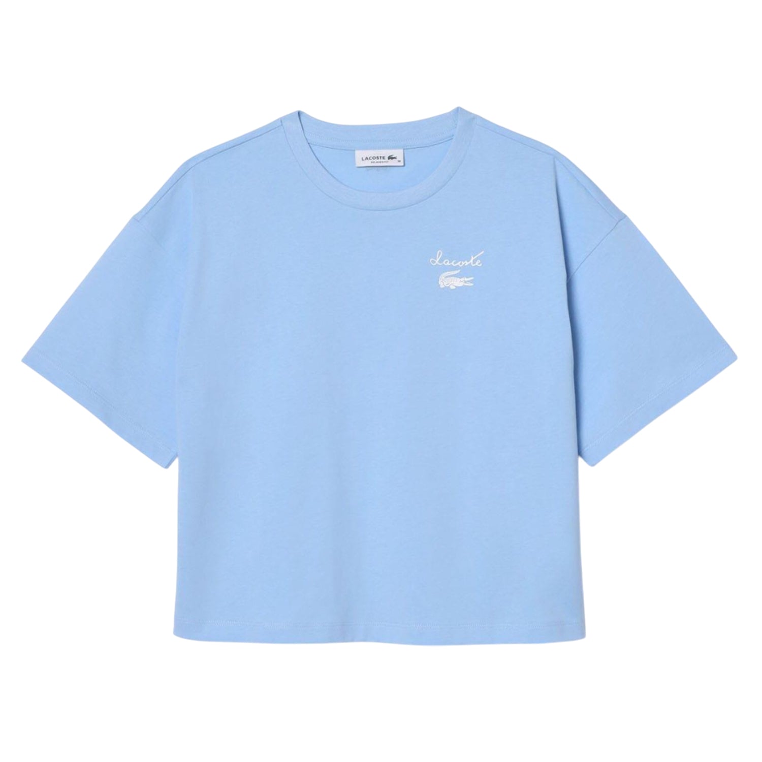 Light Blue - Front - Lacoste Womens-Ladies Logo Cotton T-Shirt