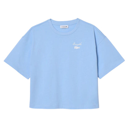 Light Blue - Front - Lacoste Womens-Ladies Logo Cotton T-Shirt