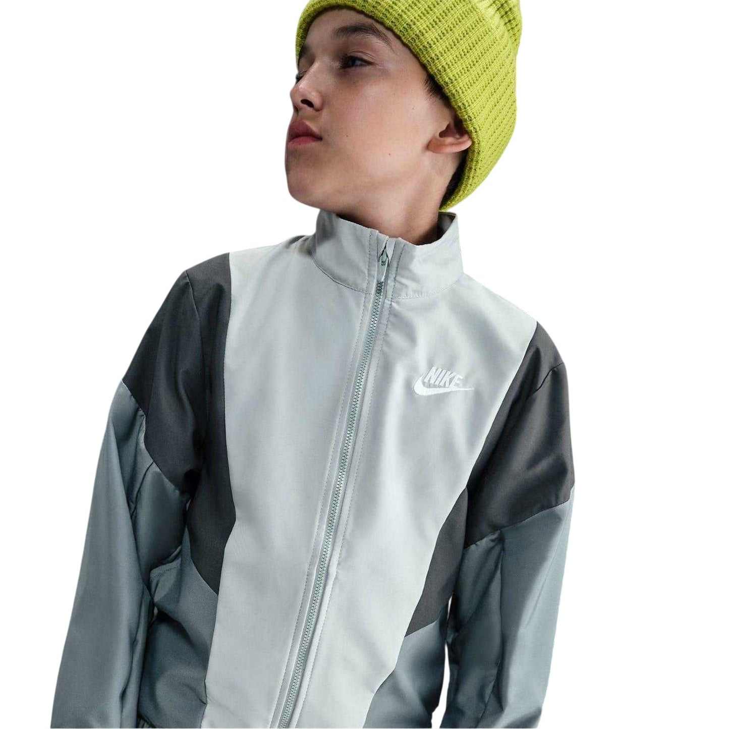 Smoke Grey - Side - Nike Childrens-Kids Swoosh Zip Neck Tracksuit