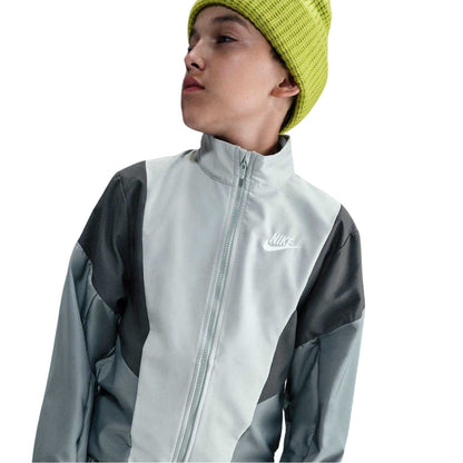 Smoke Grey - Side - Nike Childrens-Kids Swoosh Zip Neck Tracksuit