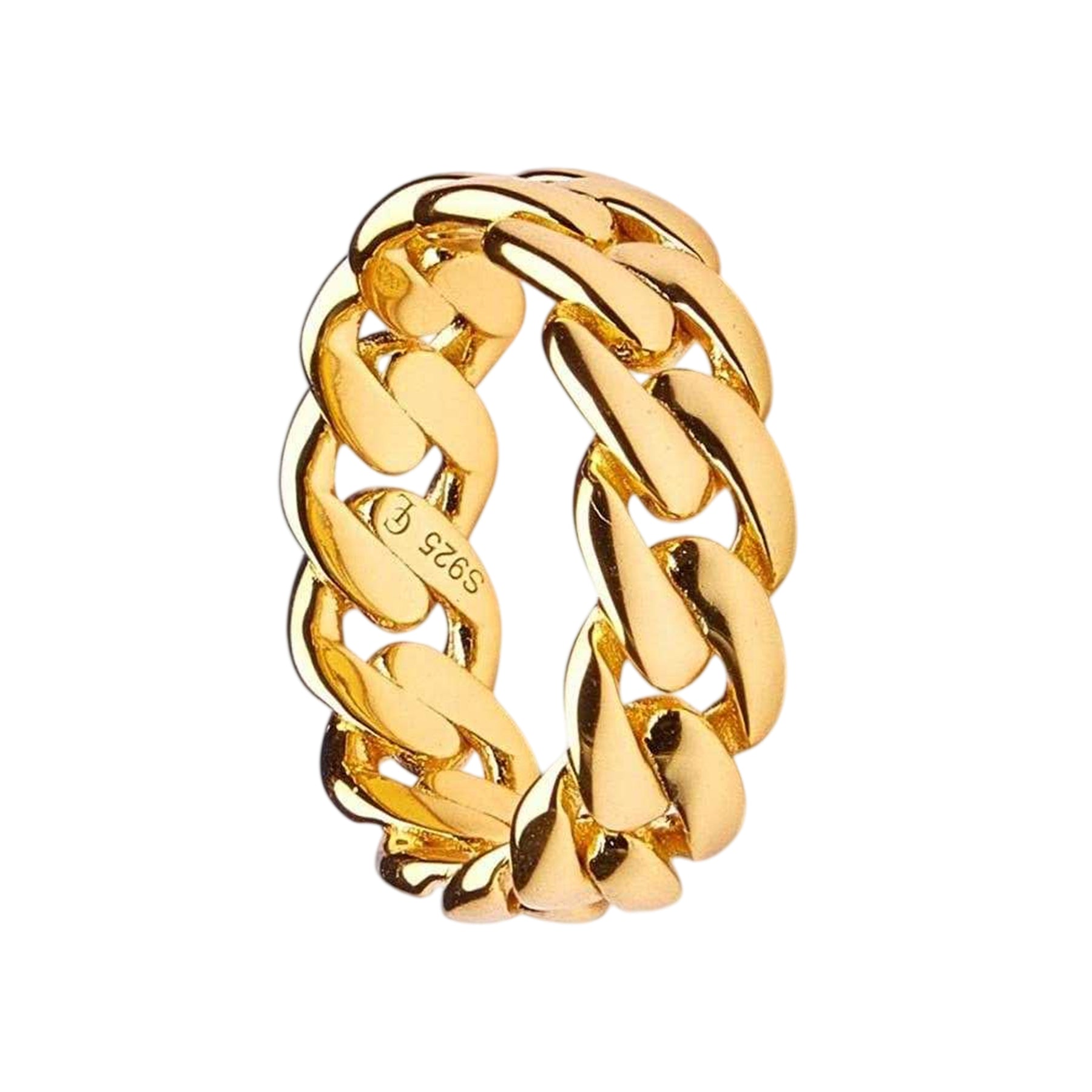 Gold - Back - Common Lines Cuban 925 Sterling Silver Link Ring