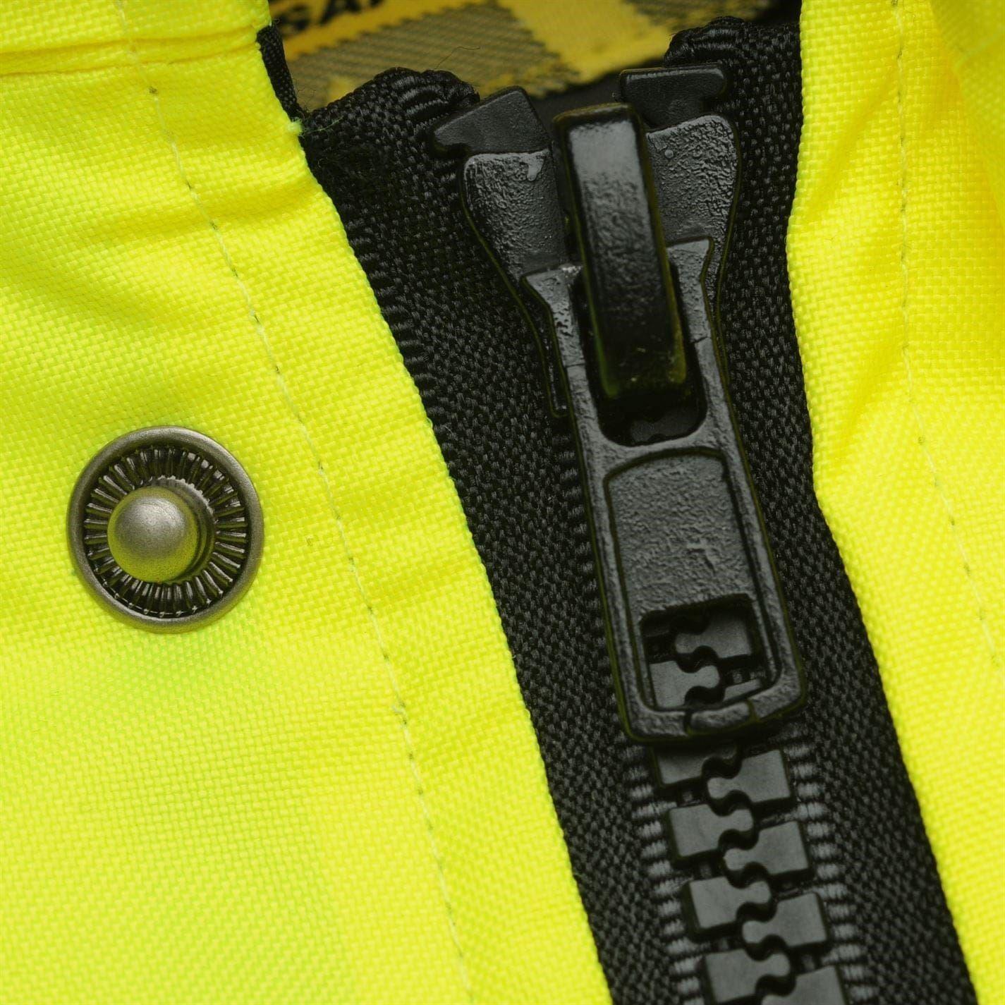Yellow - Side - Dunlop Mens Hi-Vis Safety Bomber Jacket