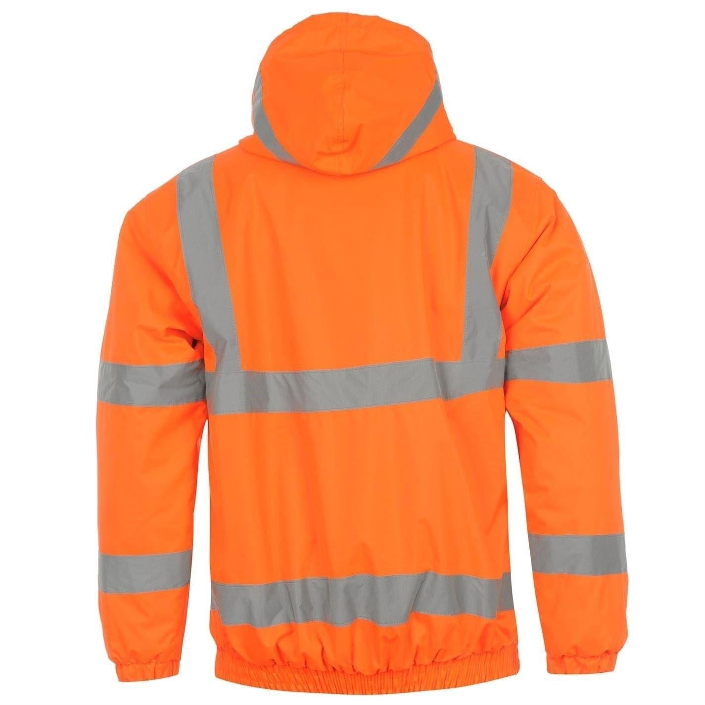 Orange - Back - Dunlop Mens Hi-Vis Safety Bomber Jacket