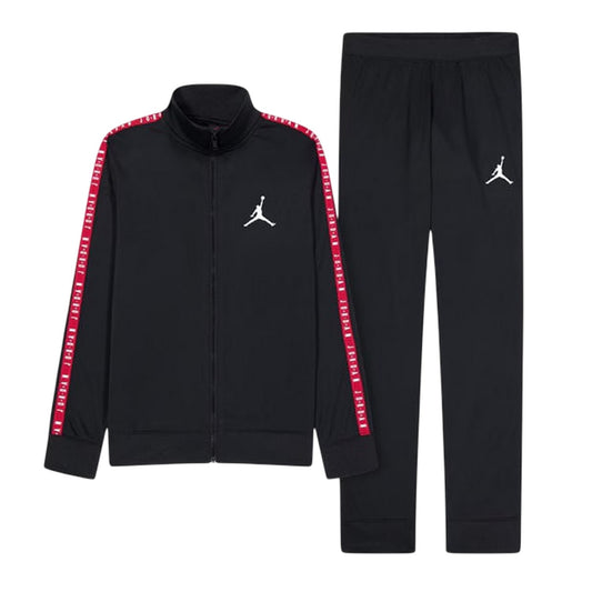 Black-Red - Front - Nike Childrens-Kids Air Jordan Tape Long-Sleeved Tracksuit