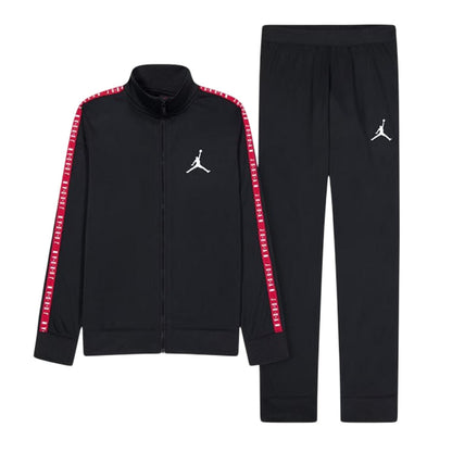 Black-Red - Front - Nike Childrens-Kids Air Jordan Tape Long-Sleeved Tracksuit