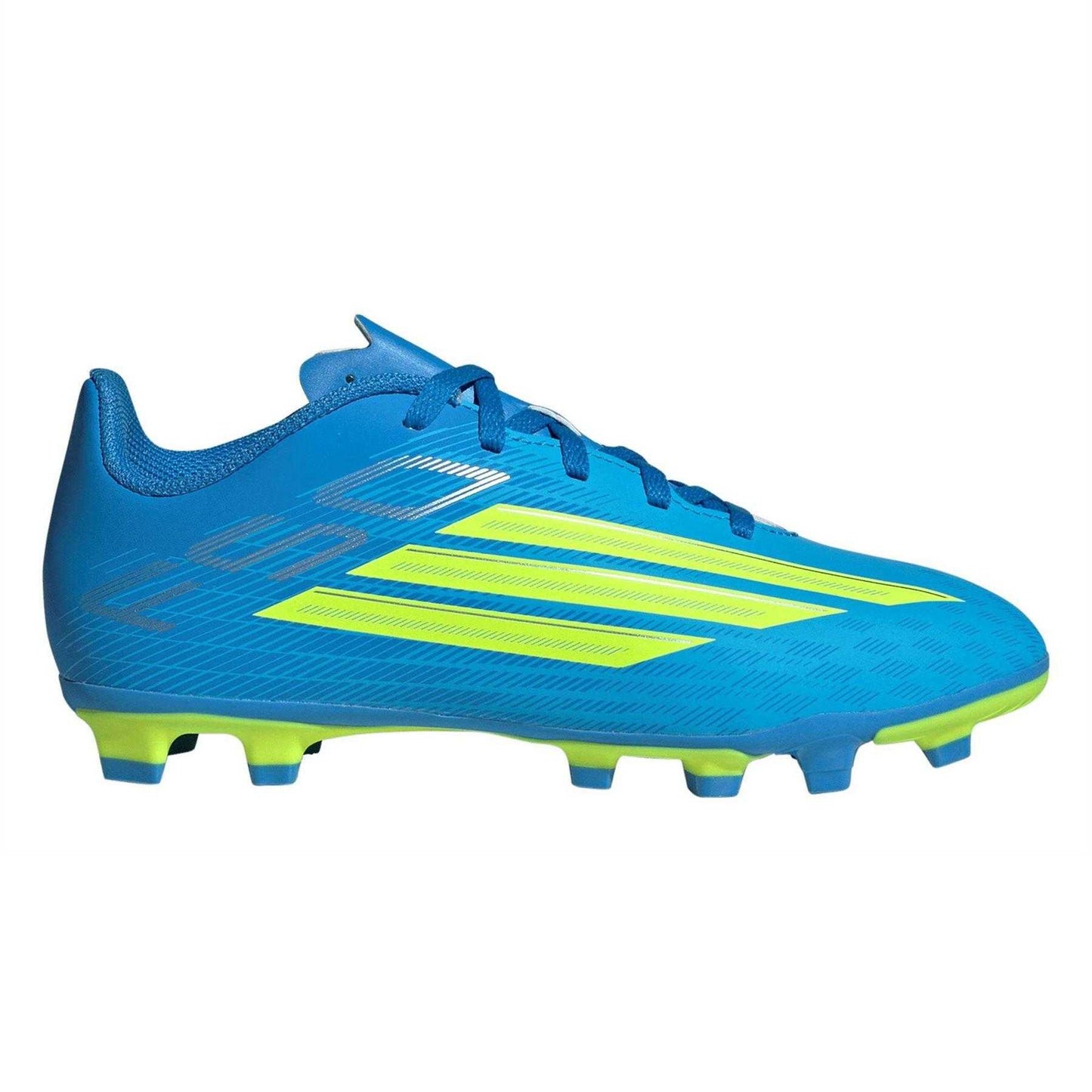 Blue-Yellow - Front - Adidas Childrens-Kids F50 Messi Club Firm Ground Football Boots