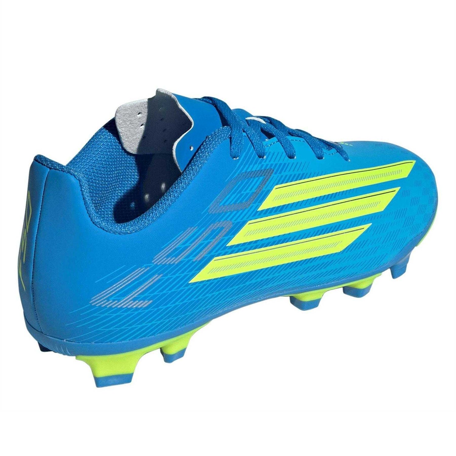 Blue-Yellow - Back - Adidas Childrens-Kids F50 Messi Club Firm Ground Football Boots
