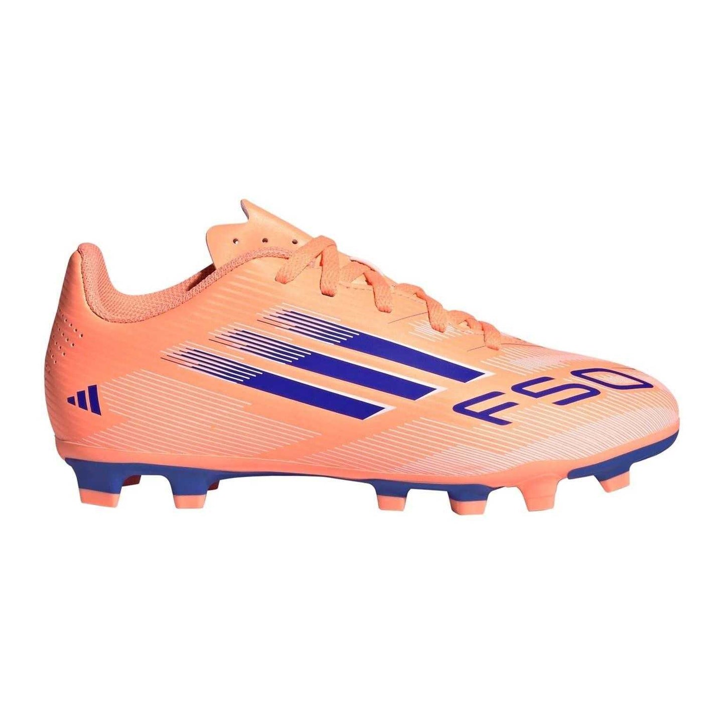 Orange-Blue - Front - Adidas Childrens-Kids F50 Messi Club Firm Ground Football Boots