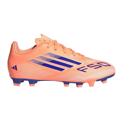 Orange-Blue - Front - Adidas Childrens-Kids F50 Messi Club Firm Ground Football Boots