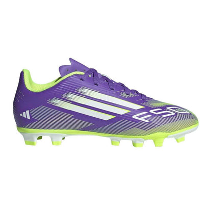 Purple-White - Front - Adidas Childrens-Kids F50 Messi Club Firm Ground Football Boots