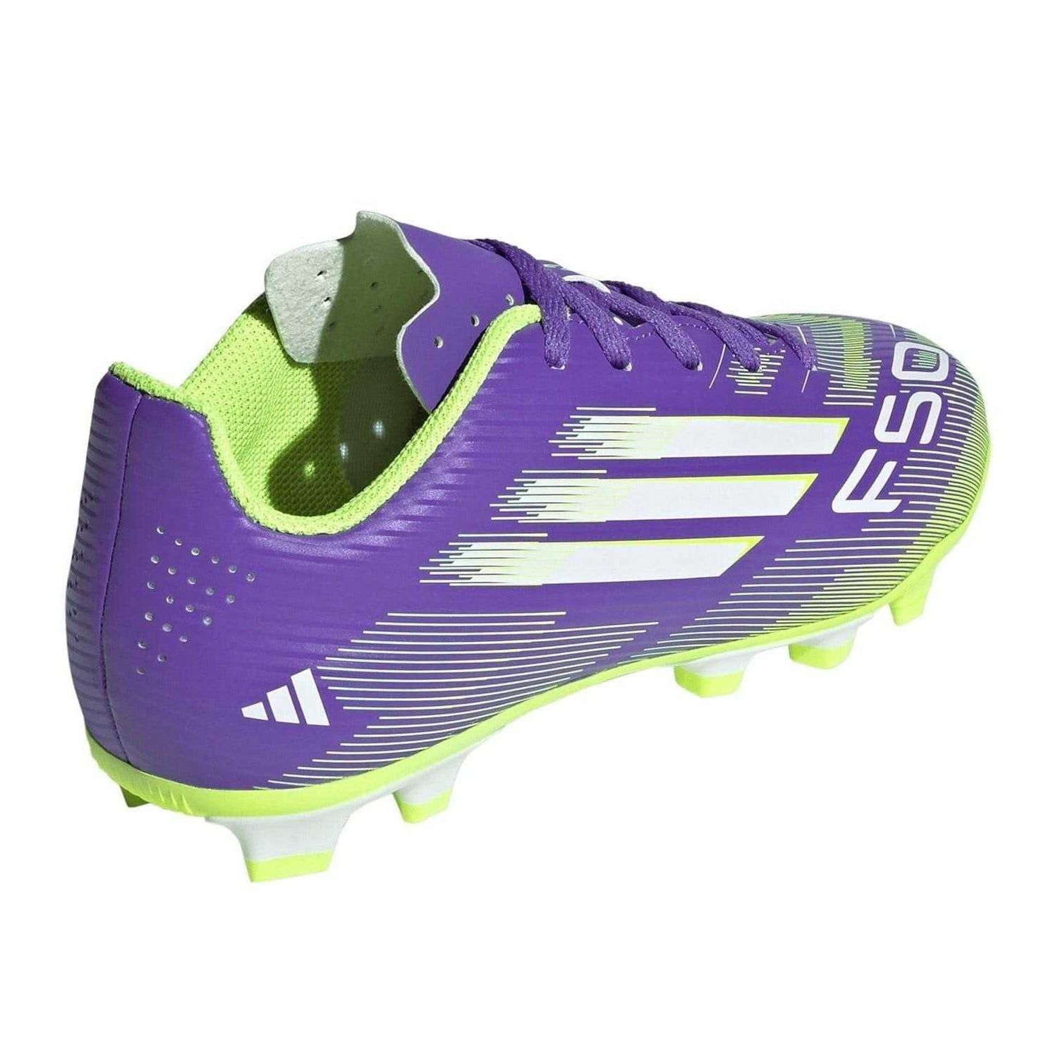 Purple-White - Back - Adidas Childrens-Kids F50 Messi Club Firm Ground Football Boots