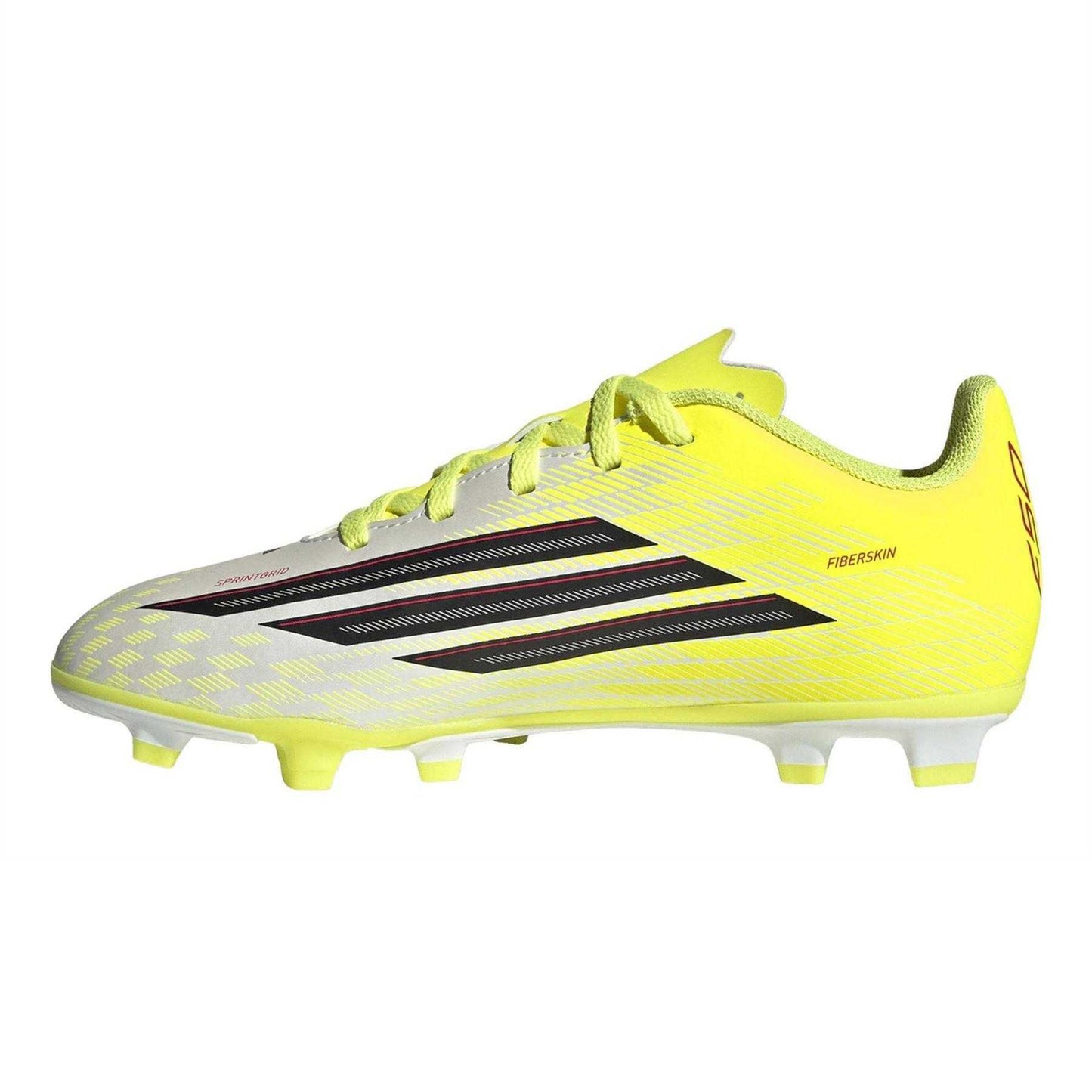 Solar Yellow - Side - Adidas Childrens-Kids F50 Messi Club Firm Ground Football Boots