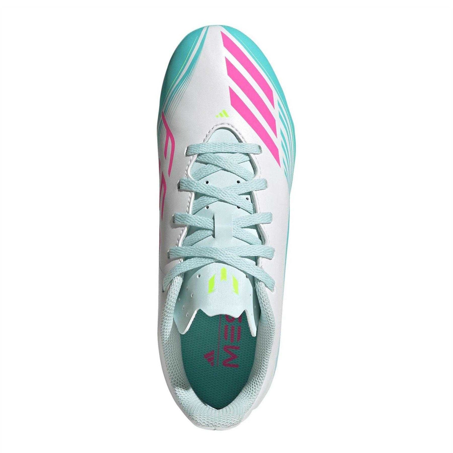 White-Pink-Blue - Lifestyle - Adidas Childrens-Kids F50 Messi Club Firm Ground Football Boots