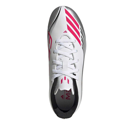 White-Red - Lifestyle - Adidas Childrens-Kids F50 Messi Club Firm Ground Football Boots