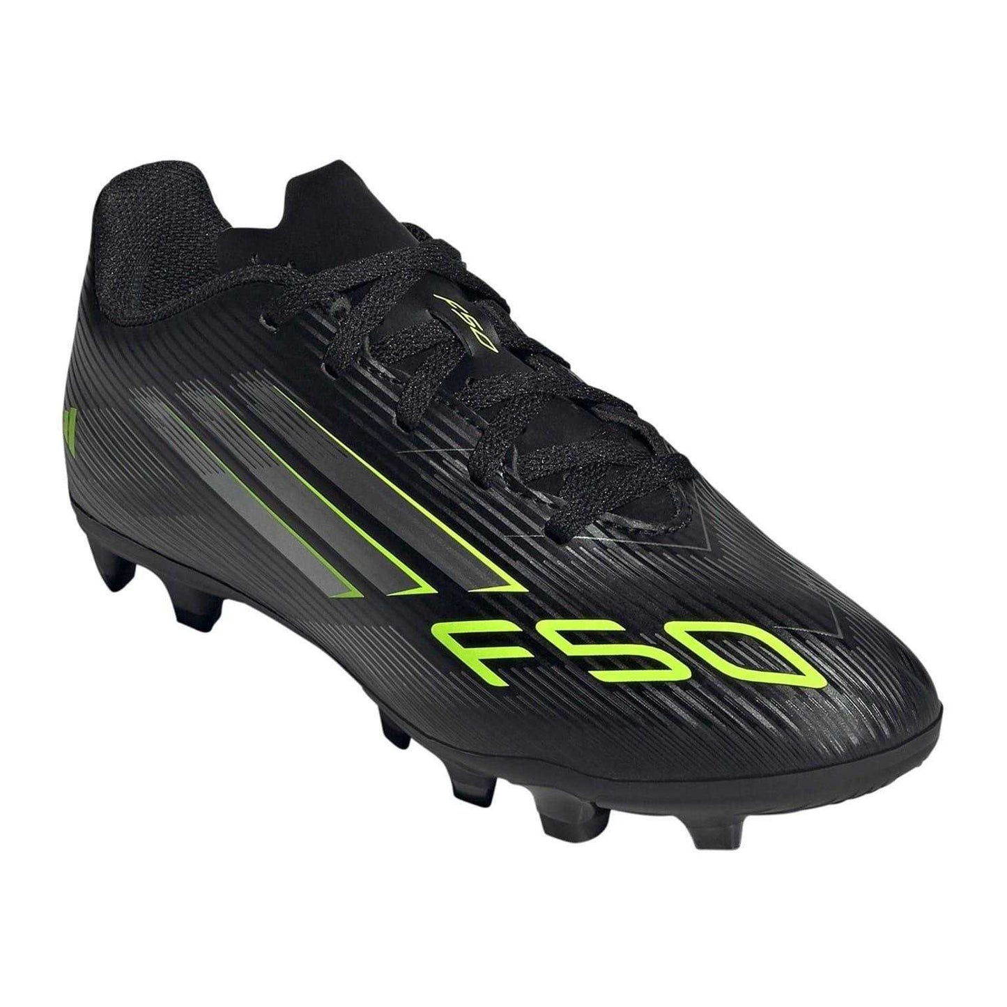 Black-Lemon - Pack Shot - Adidas Childrens-Kids F50 Messi Club Firm Ground Football Boots