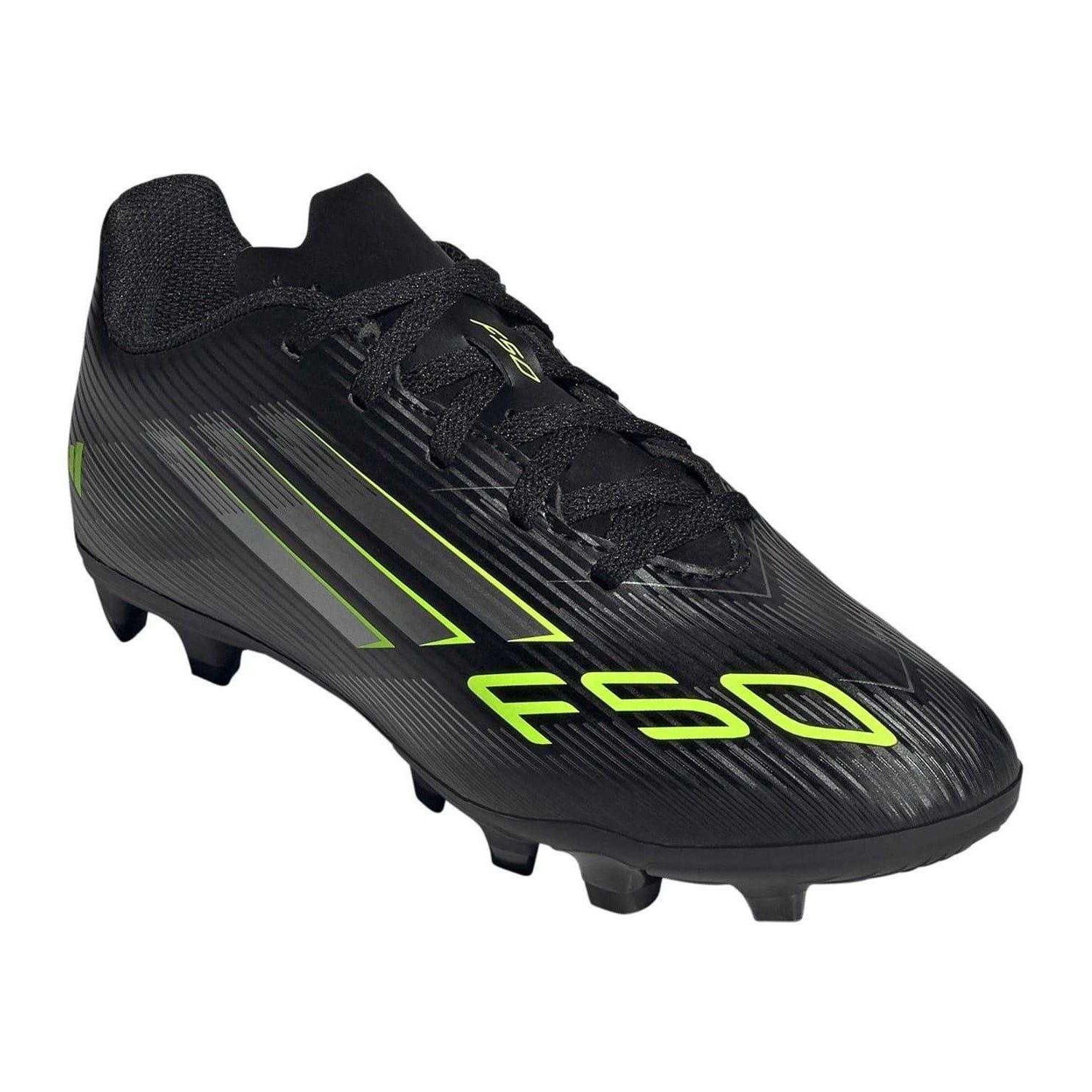 Black-Lemon - Pack Shot - Adidas Childrens-Kids F50 Messi Club Firm Ground Football Boots