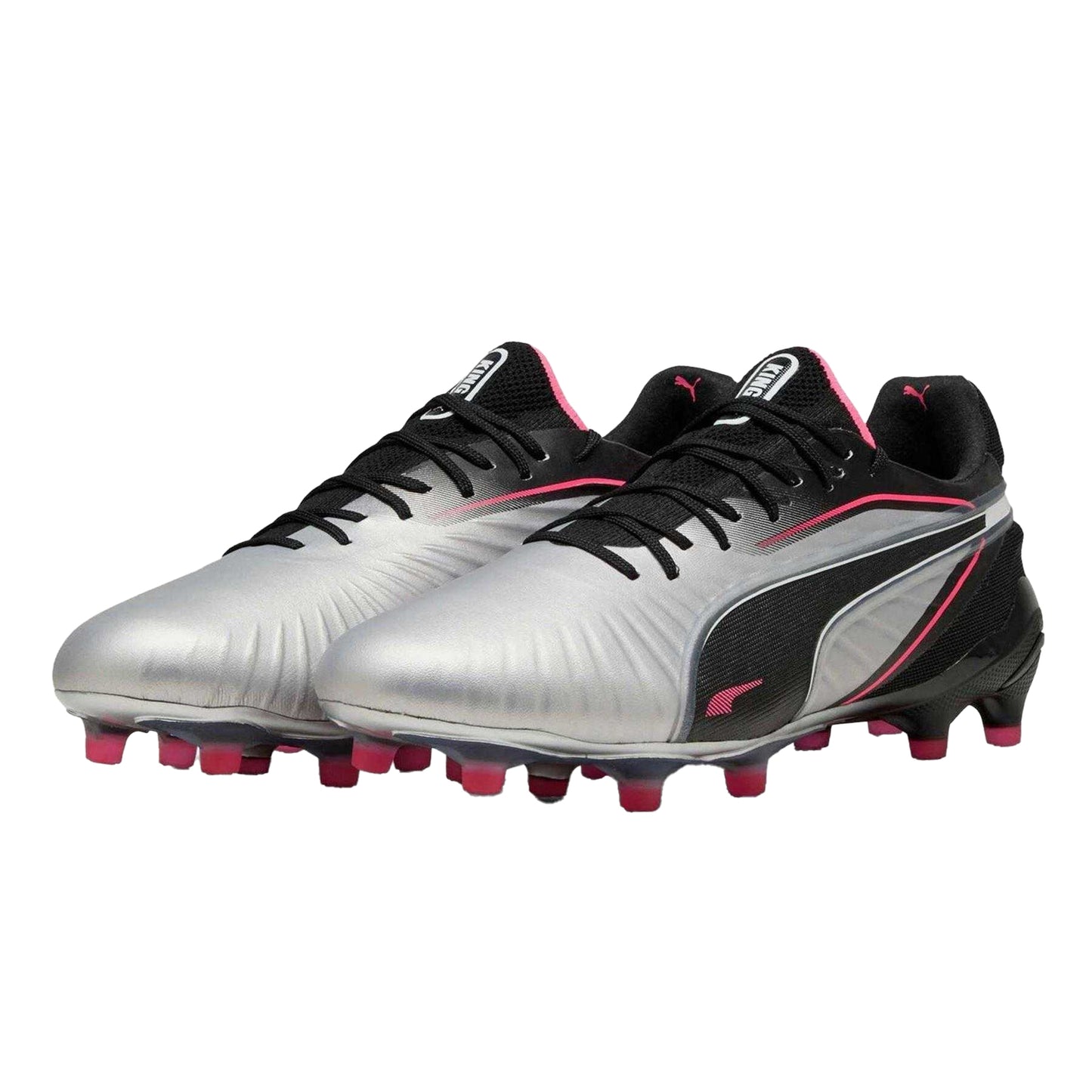 Silver-Black - Pack Shot - Puma Womens-Ladies King Ultimate Firm Ground Football Boots