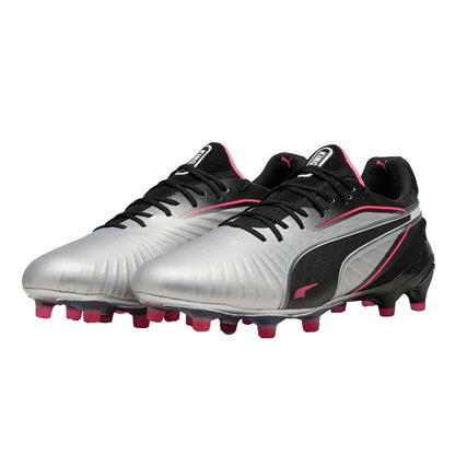 Silver-Black - Pack Shot - Puma Womens-Ladies King Ultimate Firm Ground Football Boots