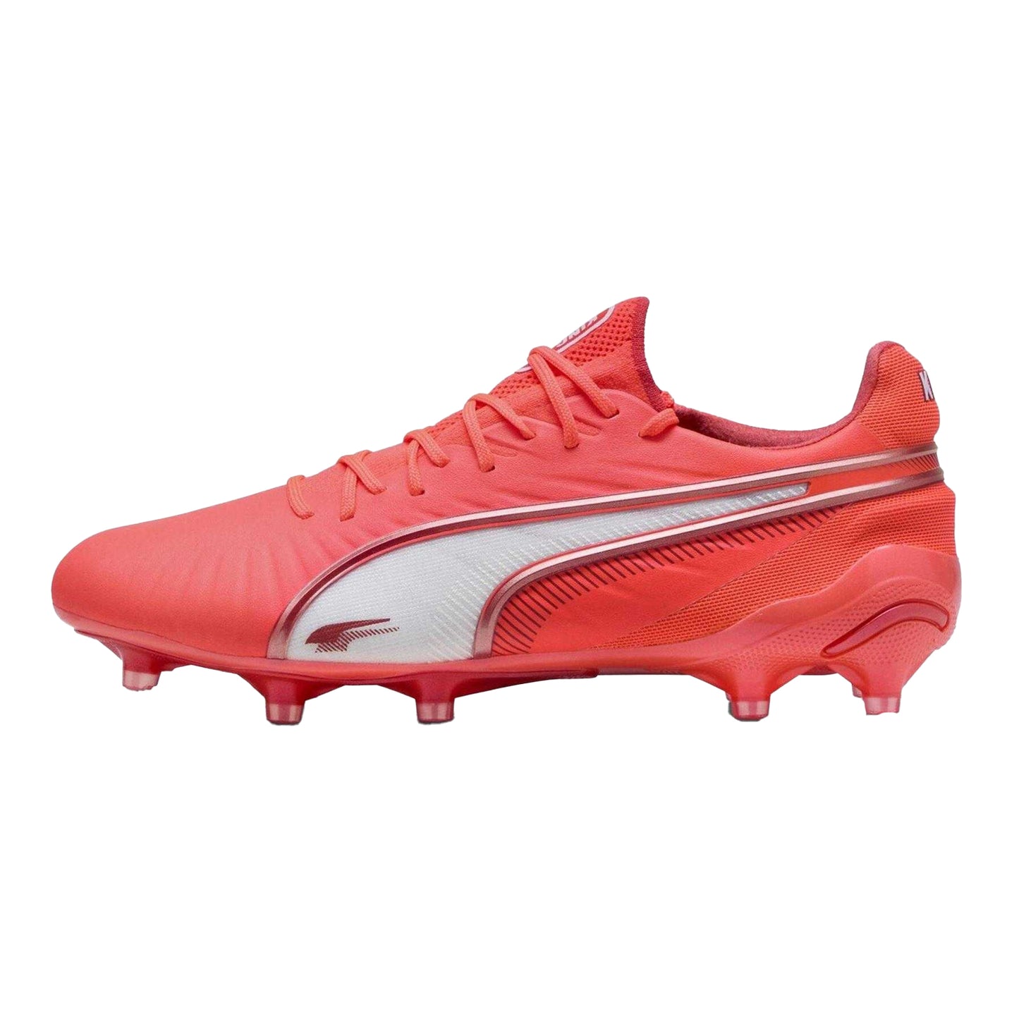 White-Fire Red - Back - Puma Womens-Ladies King Ultimate Firm Ground Football Boots