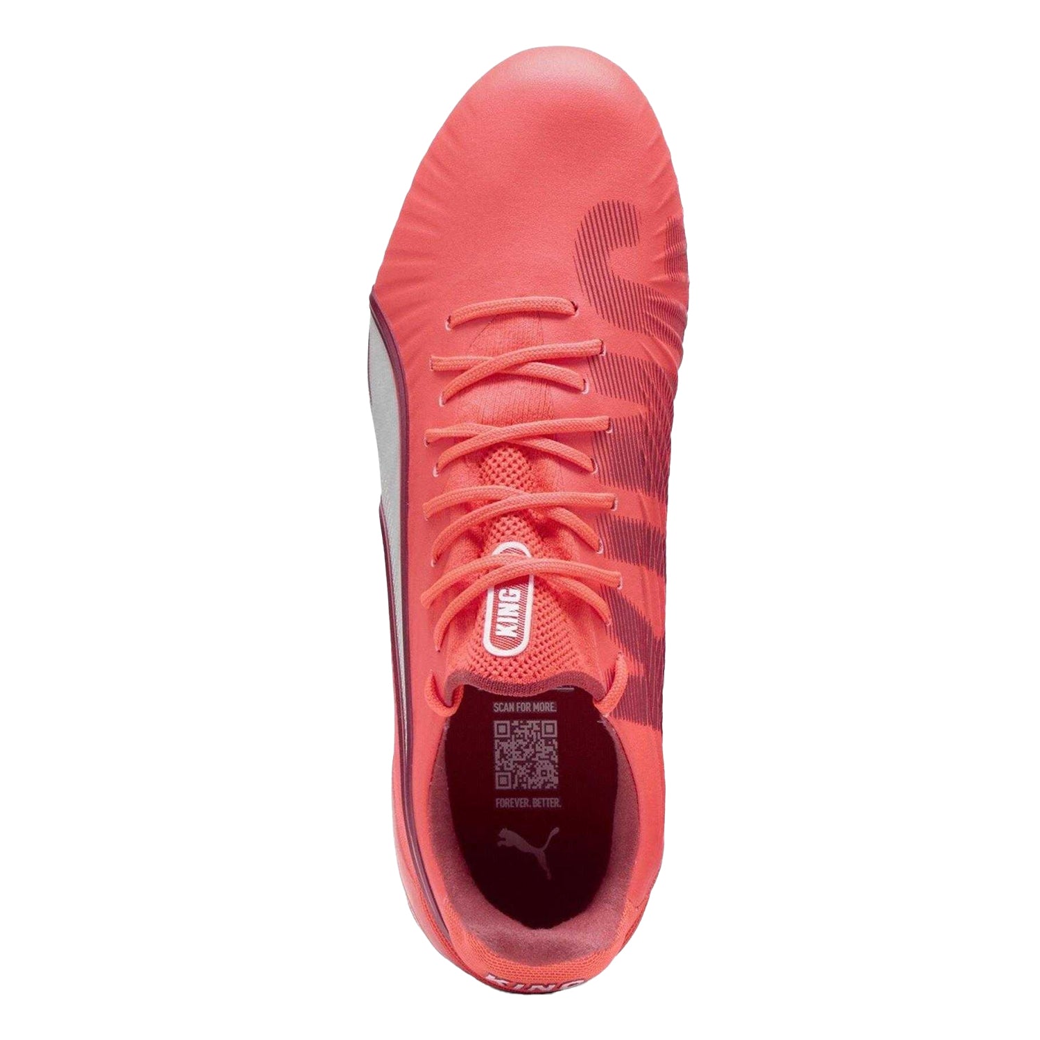 White-Fire Red - Side - Puma Womens-Ladies King Ultimate Firm Ground Football Boots