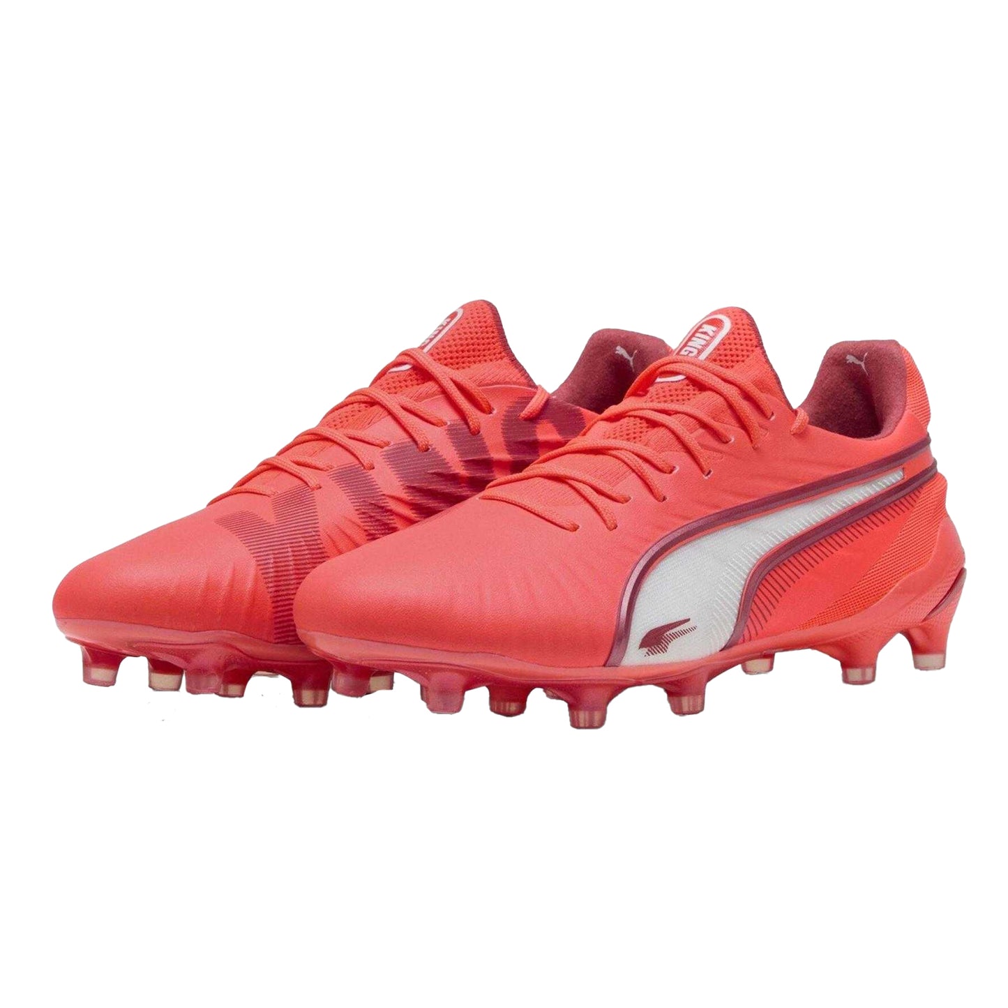 White-Fire Red - Pack Shot - Puma Womens-Ladies King Ultimate Firm Ground Football Boots